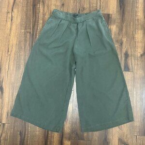 LOFT Cropped Palazzo Pants in Olive Green